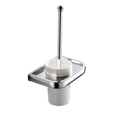 Imagem de Prateleira de toalha de banheiro quadrado cromado, suporte de papel, gancho de pano, conjunto de acessórios de banheiro, suporte de escova de vaso sanitário