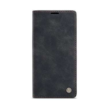 Imagem de ZiEuooo Carteira flip com suporte de couro premium para Samsung Galaxy S22 S21 S20 S10 S9 Ultra Plus FE E 5G, capa protetora traseira (preta, S9 Plus)