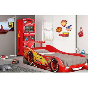 Quarto Infantil Menino Carro McVeloz Com Cama e Guarda Roupa