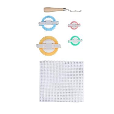 Imagem de Kit de malha para prender tapetes, ferramenta para fazer tapetes, tecido de fibra de vidro, metal premium para tapetes