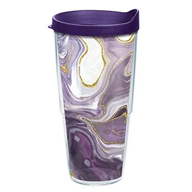 Imagem de Tervis Copo de viagem com isolamento térmico de parede dupla feito nos EUA Alexandrite de mármore mantém as bebidas frias e quentes, 680 g, clássico, 1 unidade (pacote com 1)