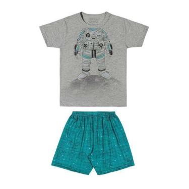 Imagem de Pijama Infantil Menino Astronauta Brilha No Escuro Elian Cinza
