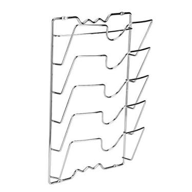 Imagem de Rack de tampa de panela montado na parede/porta,panelas e frigideiras organizadoras de 5 tampas com metal com revestimento em p¨®, suporte de rack de armazenamento de arm¨¢rio de cozinha para tamp