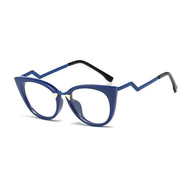 Imagem de Armações de óculos de olho de gato fashion para mulheres, óculos de bloqueio, lentes claras, óculos grandes senhoras uv400,2, china