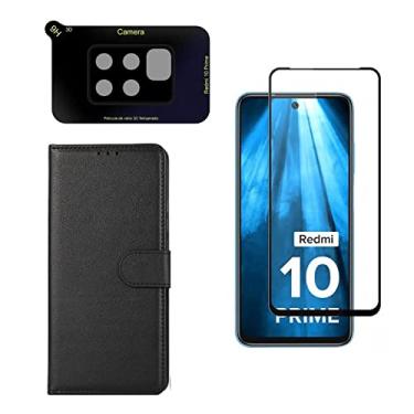 Imagem de Kit Capa Carteira + Pelicula 3D 9D + Pel Câmera Xiaomi Redmi 10 Prime (Redmi 10 Prime)