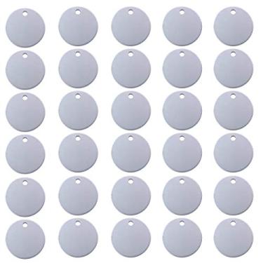 Imagem de Zoom Etiquetas de metal circulares para gravação ou estampagem - Kit de estampagem de metal para etiquetas de chave, etiquetas de armadilha, pingentes de artesanato, etiquetas de planta: Alumínio