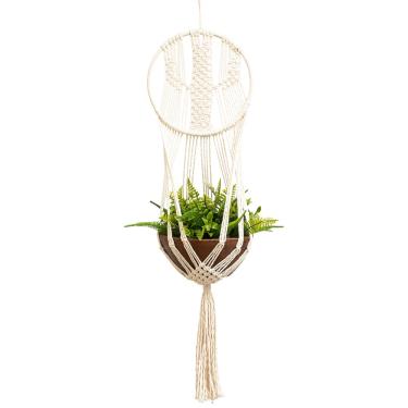 Imagem de Suporte para Vaso de Plantas Macramê Bege Cru Cactus