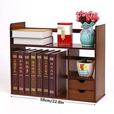 Imagem de KIZQYN Estante de livros de mesa prateleira móvel prateleira de armazenamento de mesa de bancada estudante criativo simples pequena estante prateleira de livros (tamanho: B)