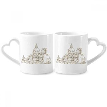 Imagem de Conjunto de canecas de porcelana para casais, desenho de paisagem da casa da Rússia