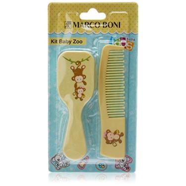 Imagem de Kit Baby Zoo Pente e Escova Macaco, 0610, Marco Boni, Amarelo, 2 Itens