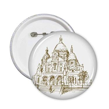 Imagem de Broche de paisagem para esboço de ponto de igreja com botões, emblema, acessório, decoração, 5 peças