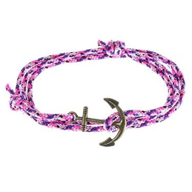 Imagem de West Coast Paracord Pulseiras masculinas ajustáveis com âncora náutica e gancho de pesca – Disponível em uma variedade de acabamentos e cores – Feito de corda de nylon, Bronze Nylon