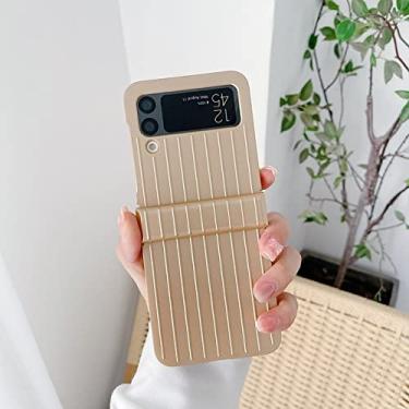 Imagem de Capa de telefone com caixa de bagagem listrada cor doce moda para Samsung Galaxy Z Flip 3 ZFlip 3 4 ZFlip4 5G, ouro, para Galaxy Z Flip 4
