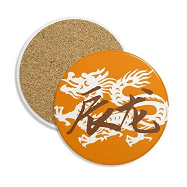 Imagem de Ano Novo de Dragão Animal China Zodíaco Coaster Cup Caneca de mesa Pedra absorvente de proteção de mesa