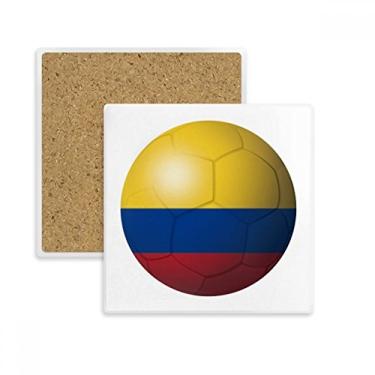 Imagem de Colômbia Bandeira Nacional Futebol Quadrado Porta-copos Porta-copos Caneca Suporte Subplaca Pedra de Isolamento