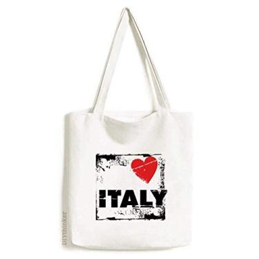 Imagem de Bolsa de lona quadrada I Love Italy Word Love Heart Bolsa de compras casual
