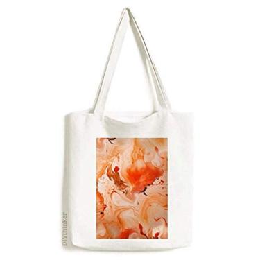 Imagem de Bolsa de lona de mármore branco laranja estampa abstrata moderna bolsa de compras bolsa casual