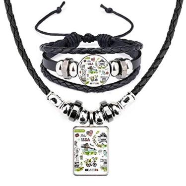 Imagem de Conjunto de joias com pulseira de couro grafite Spring Liberty New York America