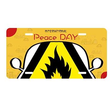 Imagem de DIYthinker Símbolo de aviso amarelo preto fogo triângulo placa etiqueta decoração carro dia da paz