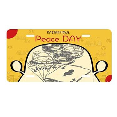 Imagem de DIYthinker Placa de carro com estampa de ilustração de pôquer Black Chip Placa de carro Decoração Dia da Paz