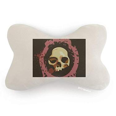 Imagem de DIYthinker Almofada para decoração de pescoço com caveiras redondas realistas para Halloween e carro