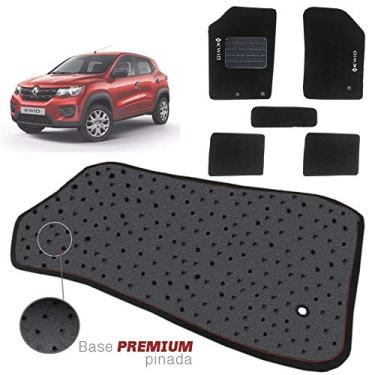 Imagem de Jogo de Tapete Carpete Tevic Pinado Compatível Com Renault Kwid 2018 19 Impermeável Lavável Logo Bordado 5 Peças