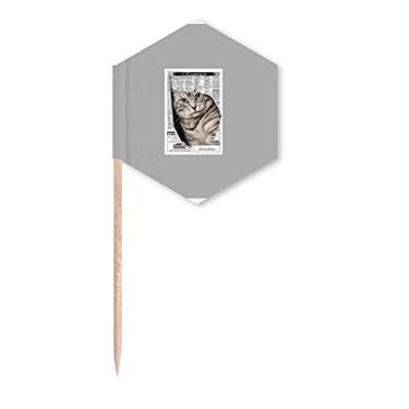 Imagem de Animais lágrimas gatos escondidos presente Art Deco bandeiras modernas palitos de cupcake festa celebração