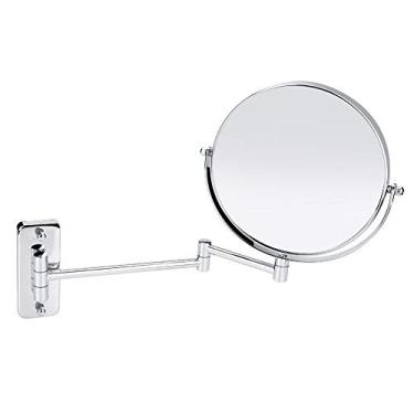 Imagem de Espelho de Maquiagem de Montagem na Parede Espelhos de Banheiro para Espelho de Barbear de Parede Espelho Giratório de Dupla Face de Aumento