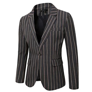 Imagem de Jaqueta Blazer Masculina, Blazer de Casamento Vestido de Um Botão Terno Jaqueta Slim Fit Lapela Counter Coat, E, G (Busto: 110CM)