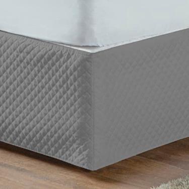 Imagem de Casaborda Enxovais Saia para Cama Box Queen 150 Fios Matelada Quadriculada Cinza