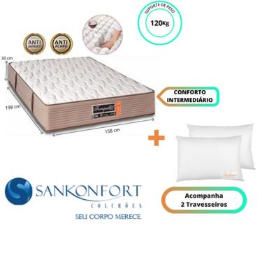 Imagem de Colchão Sankonfort Tranquillité Queen 158x198x30 + 2 Travesseiros Fibra