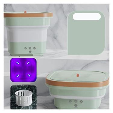 Imagem de Poderosa máquina de lavar pequena portátil mini máquina de lavar dobrável portátil para roupas dobrável barril pequena arruela pequena máquina de lavar única com arruela de balde de drenagem (cor: verde)