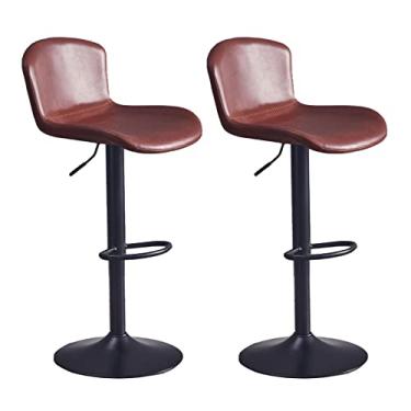 Imagem de Cadeiras de jantar cadeiras de sala de jantar conjunto de 2 bancos de bar de couro PU cadeiras de balcão com encosto banquetas de bar de café da manhã para ilha de cozinha, cadeiras de bar giratórias bancos altos altura ajustável Tudo está bem