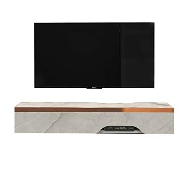 Imagem de JUNNIU Unidade de TV montada na parede, suporte de TV flutuante com 1 porta, prateleira de armazenamento de console multimídia/vídeo, sala de estar, quarto, prateleira com orifício para cabo/decoração B