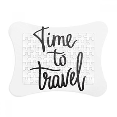 Imagem de Moldura de quebra-cabeça com citação "Time to Travel" ornamento para jogos de quebra-cabeça