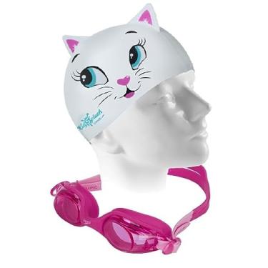 Imagem de Kit Natação Speedo Óculos Jr Olympic Infantil + Touca Cat Silicone 4 a 1,0 anos (Rosa)
