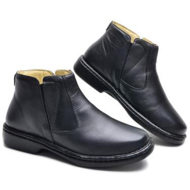 Imagem de Botina Masculina Couro Bota Chelsea Cano Baixo Lisa