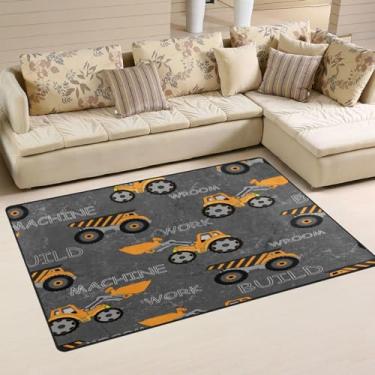 Imagem de GuoChe Tapetes de área cinza amarelo para crianças, 99 cm x 152 cm, tapete gamer ultra macio para sala de estar, quarto, cozinha, casa, escritório, decoração