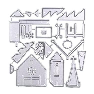 Imagem de Cortes de metal para casa de árvore de Natal em relevo estêncil para fazer cartões, scrapbooking papel artesanato DIY modelo de metal para fazer cartões