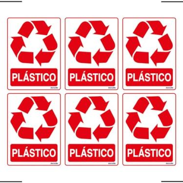 Imagem de Combo 6 Adesivos De Sinalização Lixo Plástico 15x20 Ekomunike - S-241 F9e