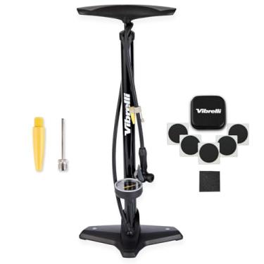 Imagem de Vibrelli Bomba de bicicleta com medidor e kit de perfuração – 160 PSI – Válvula Presta para Schrader