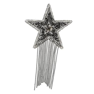 Imagem de STOBOK 5 Unidades Adesivo de pano estrela de cinco pontas decoração de casamento patch de brilho de roupas vestido de adesivos ferro no remendo apliques de design de strass pendão