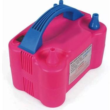 Imagem de Inflador Elétrico Balão Compressor Bomba 2 Bicos Festa Rosa