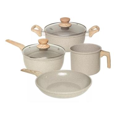 Imagem de Conjunto De Panelas Marble 4 Peças Oster - Cinza Claro