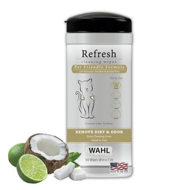 Imagem de Wahl Lenços de limpeza USA Cat Refresh com fórmula de aveia para refrescar e limpar gatos sujos - 50 unidades - 820017-500