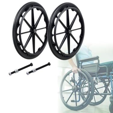 Imagem de Rodízio traseiro de poliuretano sólido, rodízio traseiro de cadeira de rodas profissional, substituição de rodas para cadeiras de rodas, alta capacidade de carga, conjunto de rodas de pneus, preto (2