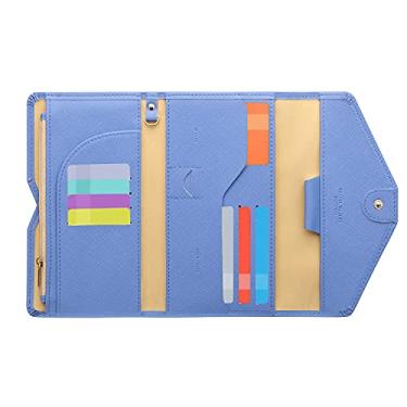 Imagem de ZOPPEN Carteira de viagem multiuso com bloqueio de RFID para passaporte Porta-cartão de vacina e passaporte, combo organizador de documentos com três dobras, essenciais para viagem, One Size, Casual