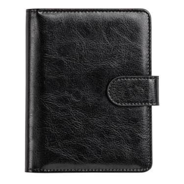 Imagem de esseroo Porta-passaporte, capa de passaporte, porta-cartão de vacina, carteira de viagem de couro impermeável com bloqueio de RFID para homens/mulheres, Preto