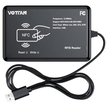 Imagem de Leitor de cartão RFID 13,56 MHz compatível com protocolo ISO14443-A/B, protocolo de cartão IC sem contato, porta USB compatível com Windows XP/7/8/10/11 (porta USB)