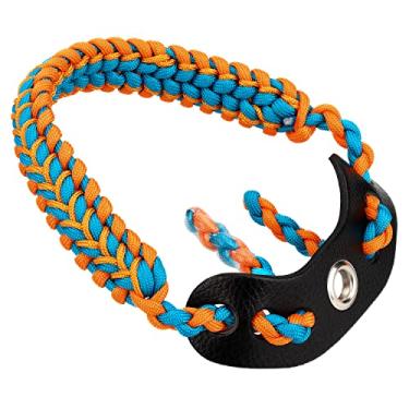 Imagem de SUNYA Alça de pulso com arco de tiro, alça de paracord 550 confortável na mão. Pala de couro 100% flor integral, várias cores camufladas. Ajuste estabilizador de arco composto e recurvo. (Maya)